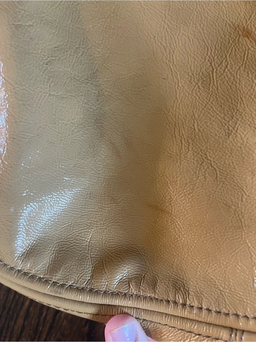 Y2K Coach Zoe Large Patent Leather Hobo Shoulder Bag  Fawn/Mustard L0893-12776